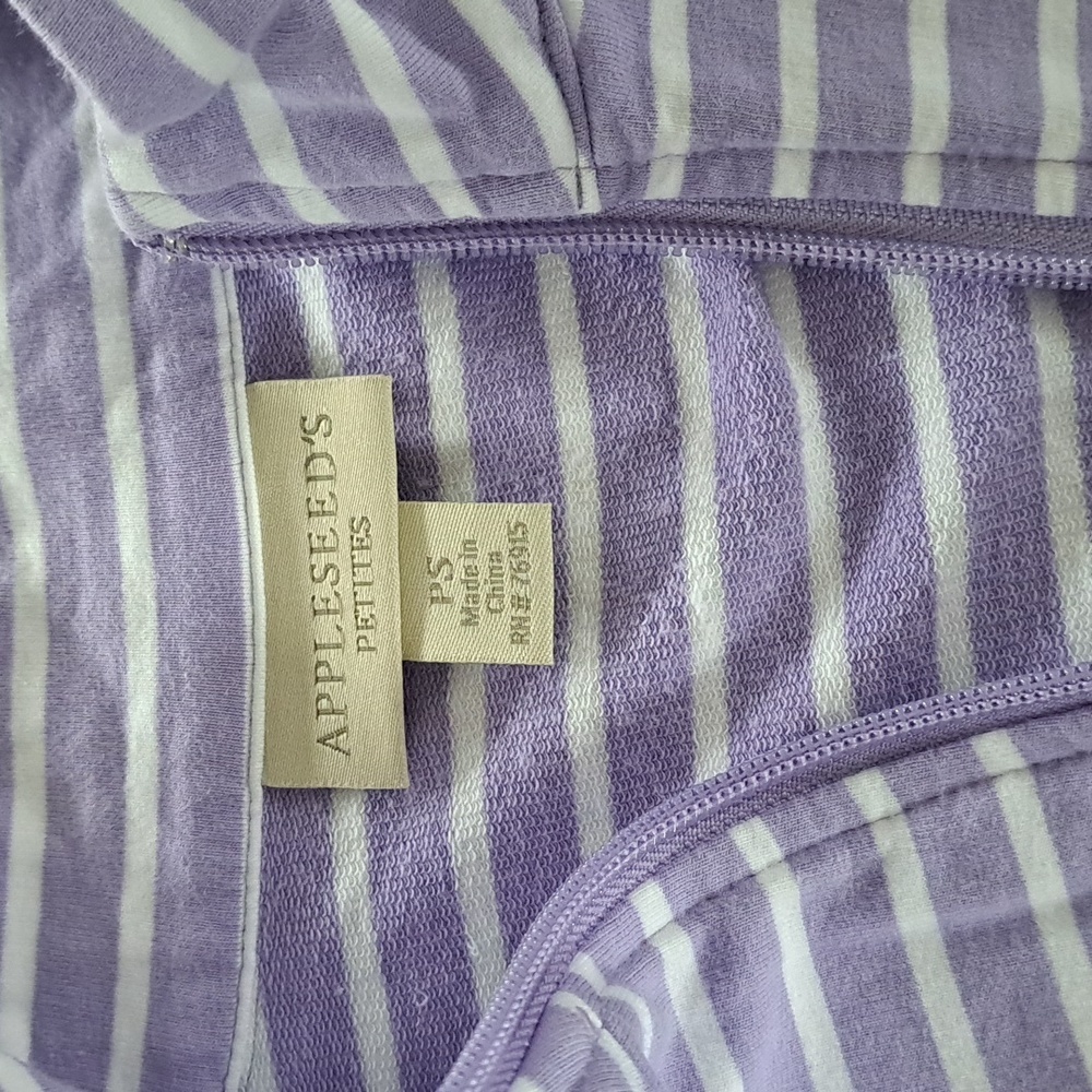 Appleseeds Petite Small Zip Lightweight Jacket Athletic Lavender Striped Cotton - Picture 7 of 10
